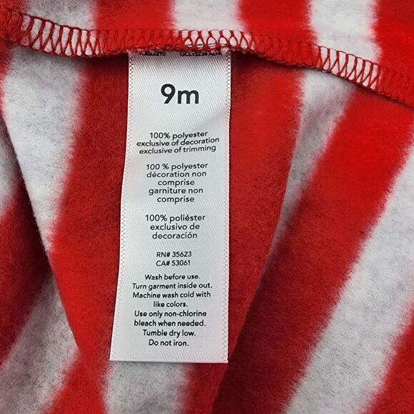 Carter's Just One You 9 Month Unisex Reindeer Striped Fleece Footed Pajama New - Picture 6 of 11